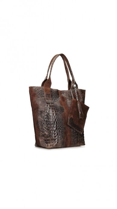 Handbag with crocodile structure made of genuine leather TOSCANIO 1