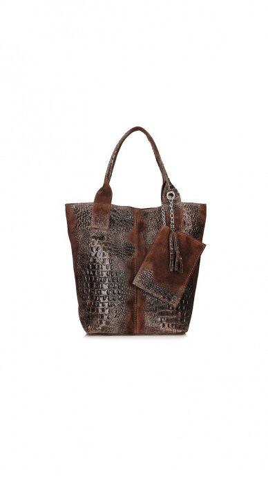 Handbag with crocodile structure made of genuine leather TOSCANIO