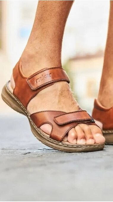 Brown leather sandals for men RIEKER 6