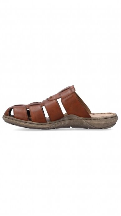 Brown leather slip-on sandals for men RIEKER 2