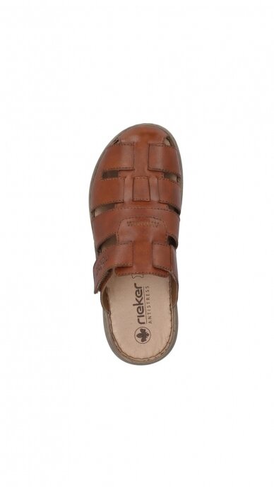 Brown leather slip-on sandals for men RIEKER 3