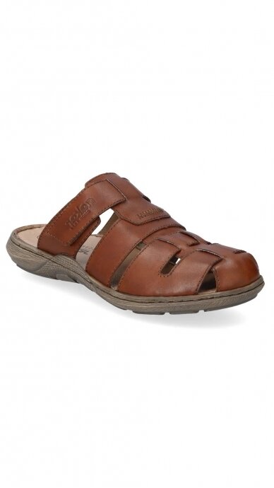 Brown leather slip-on sandals for men RIEKER