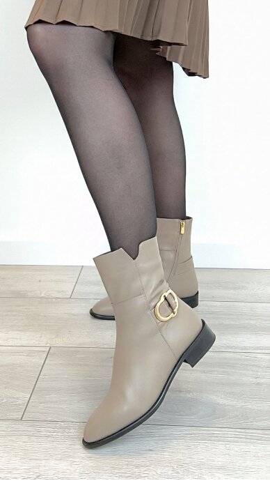 Beige ankle boots with gold accent - MARIO MUZI