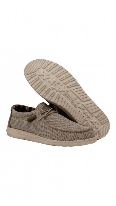 Men's textile moccasins HEY DUDE WALLY SOX SAND 1