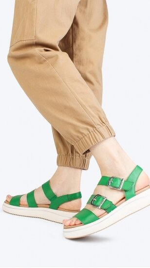 Green leather women's sandals REMONTE D0L50-52