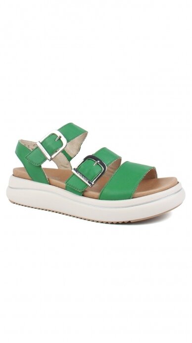 Green leather women's sandals REMONTE D0L50-52 1