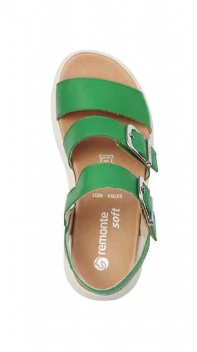 Green leather women's sandals REMONTE D0L50-52 4